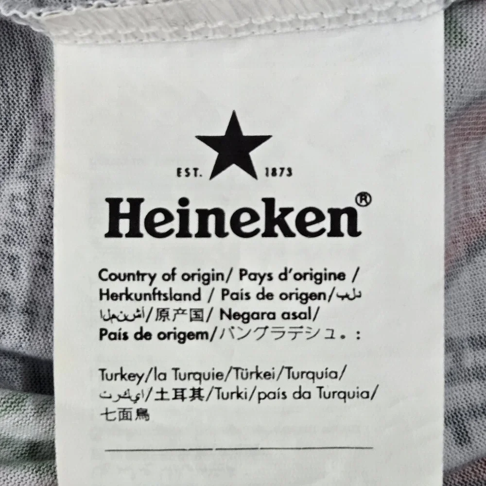 Heineken Men Shirt M Multicolor Graphic Beer Labels Casual Logo Short Sleeve